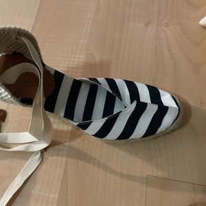 J crew striped espadrille wedge